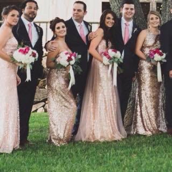 Alfred Angelo Rose Gold Sequin Dress - Picture 6 of 7